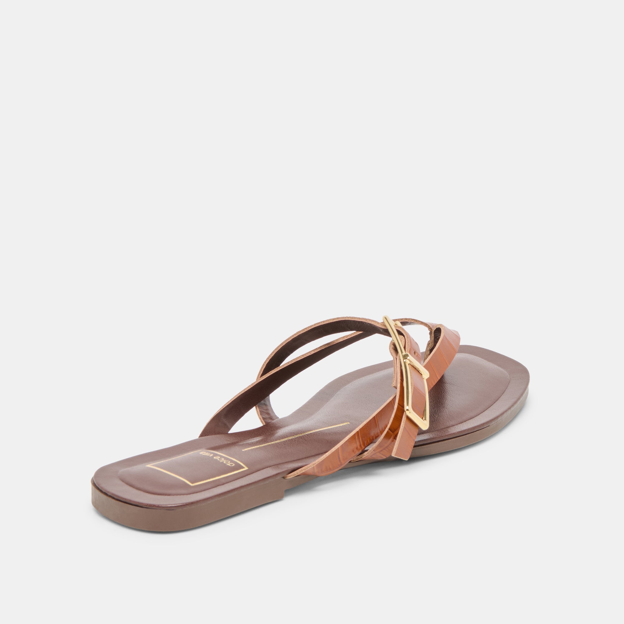PIERS SANDALS COGNAC CROCO EMBOSSED LEATHER