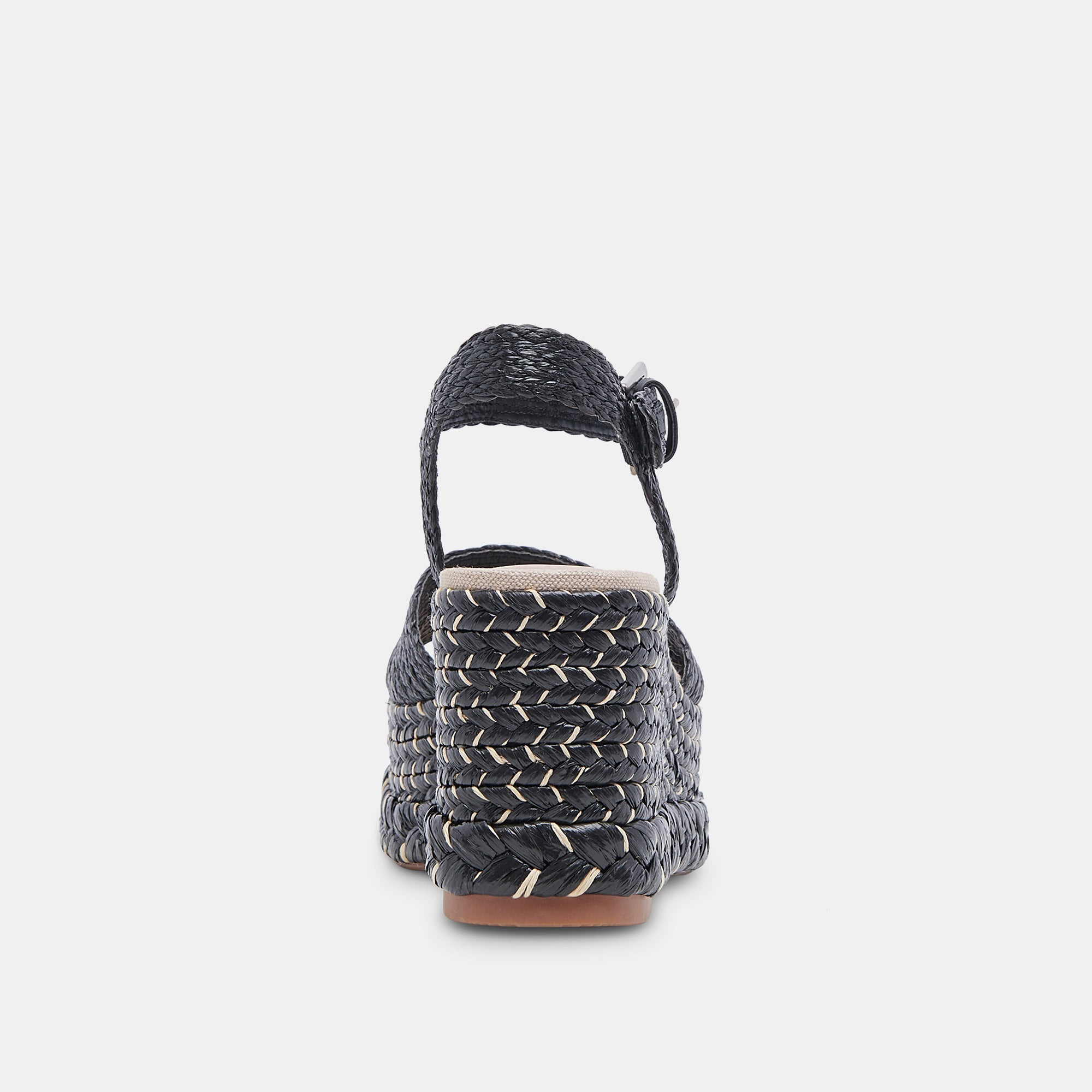 TIAGO WEDGES BLACK RAFFIA - re:vita