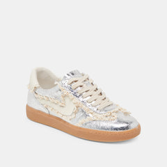 NOTICE LACE SNEAKERS SILVER DISTRESSED LEATHER - re:vita