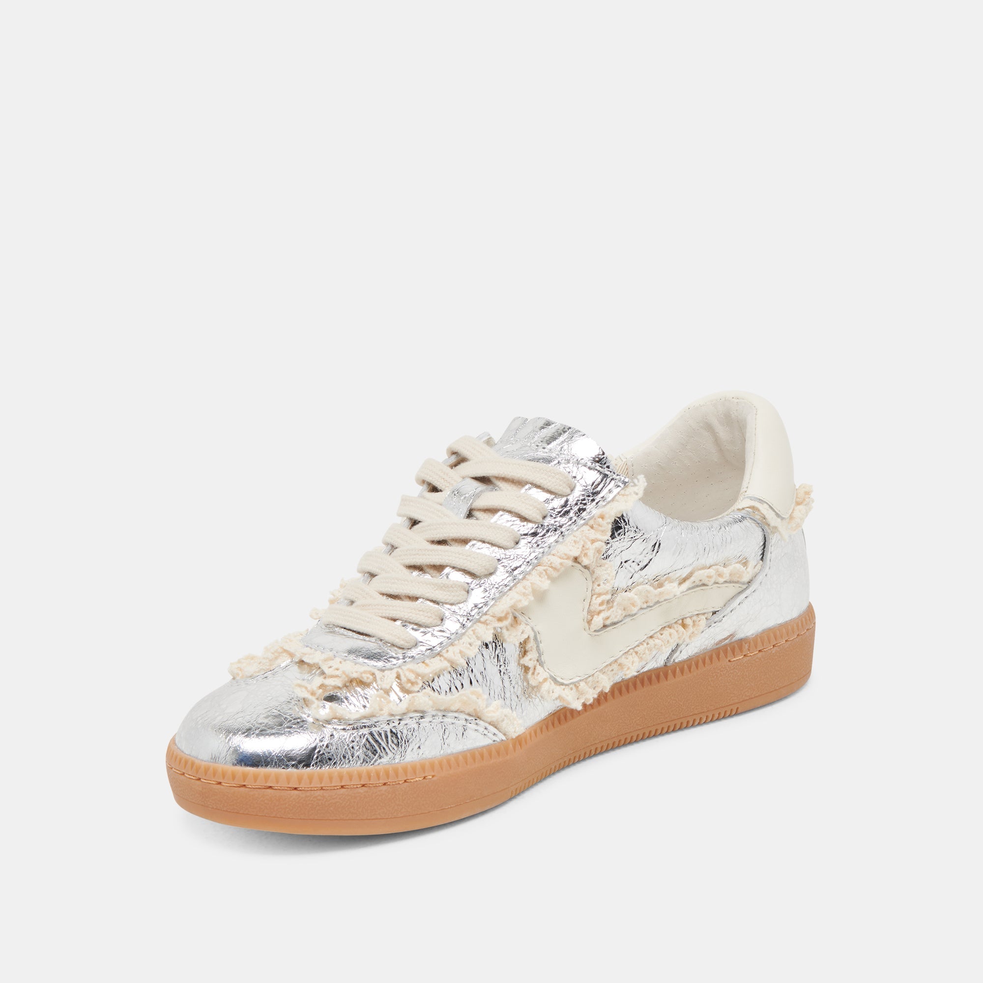 NOTICE LACE SNEAKERS SILVER DISTRESSED LEATHER - re:vita