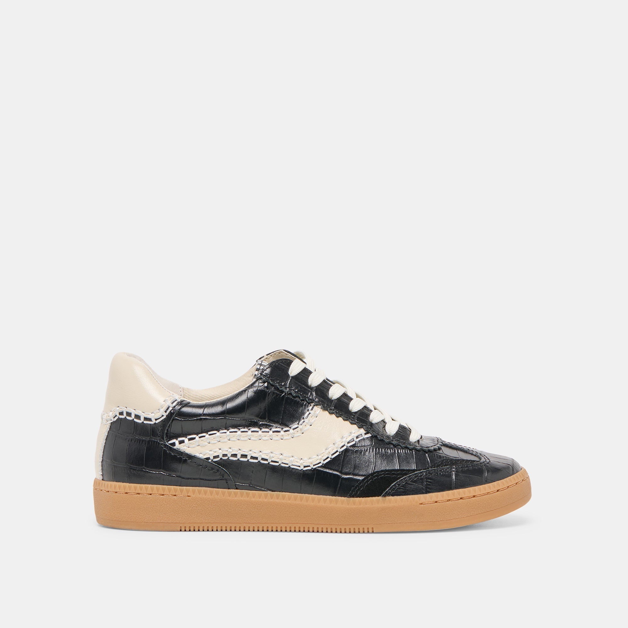 NOTICE STITCH SNEAKERS NOIR CROCO EMBOSSED LEATHER - re:vita