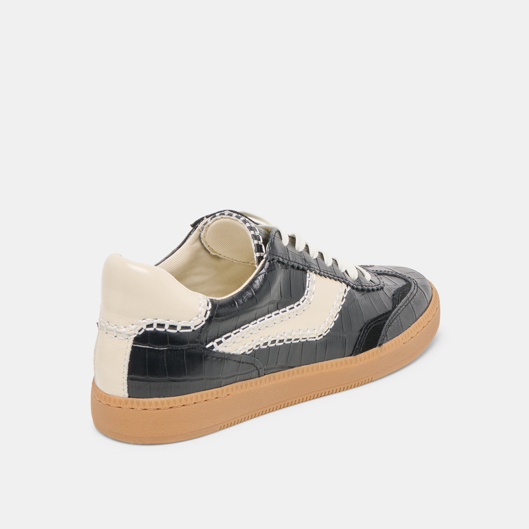 NOTICE STITCH SNEAKERS NOIR CROCO EMBOSSED LEATHER - re:vita