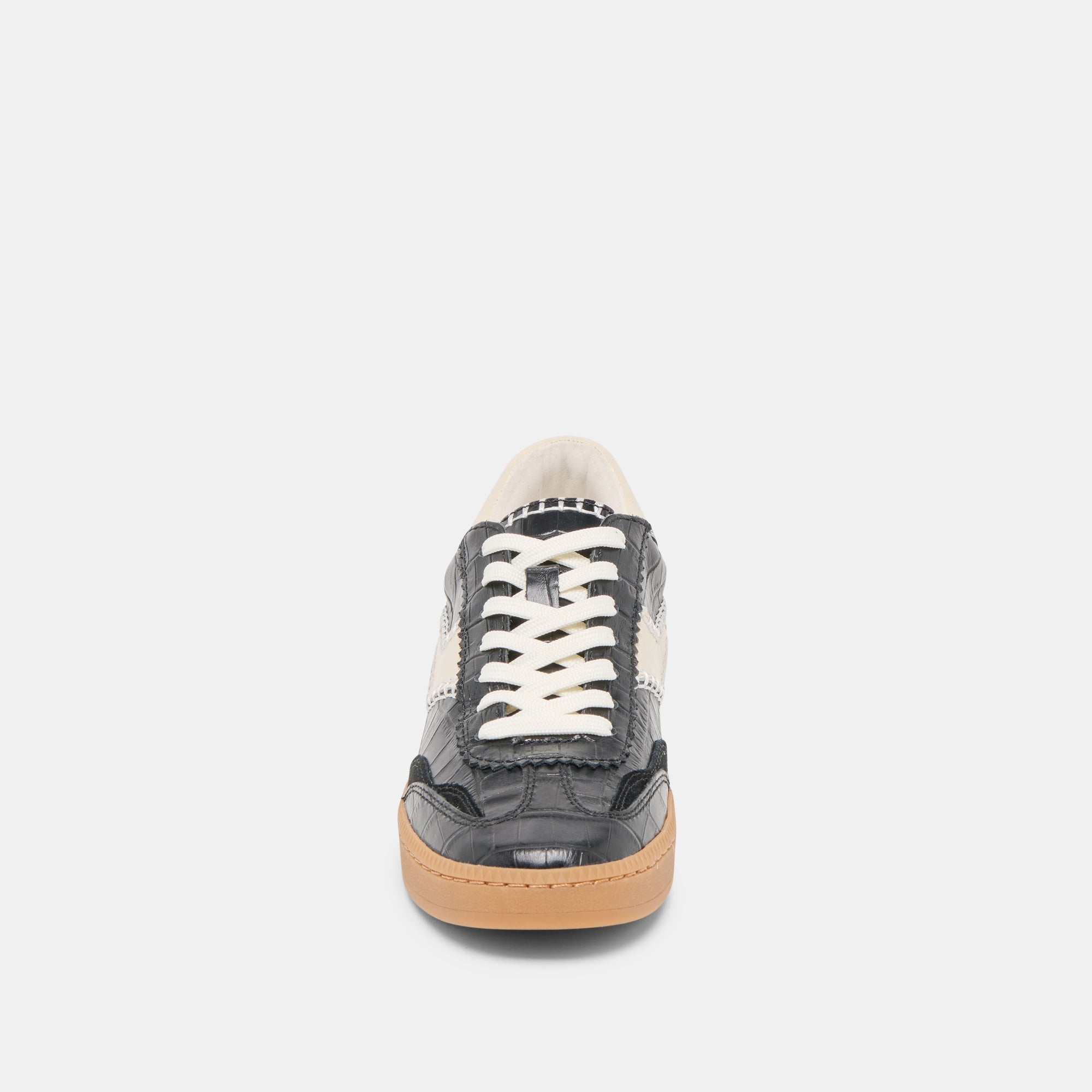 NOTICE STITCH SNEAKERS NOIR CROCO EMBOSSED LEATHER - re:vita