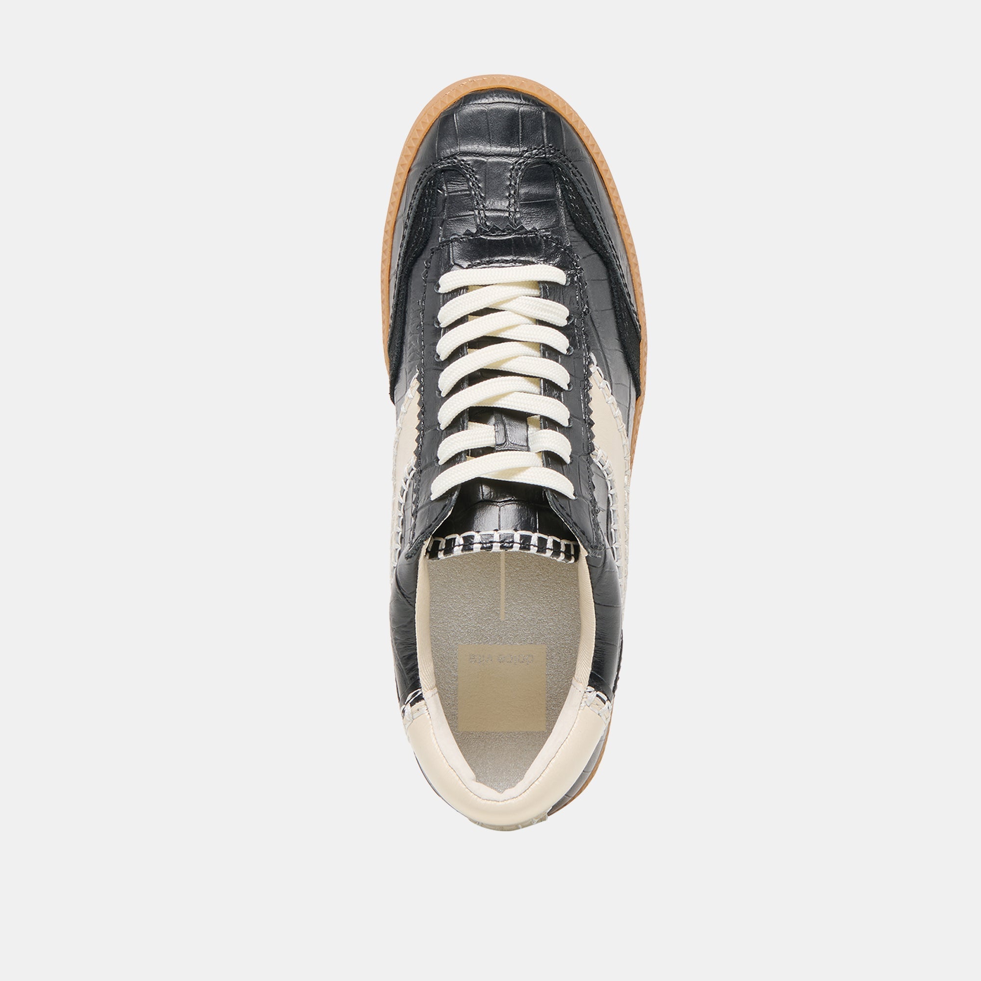 NOTICE STITCH SNEAKERS NOIR CROCO EMBOSSED LEATHER - re:vita