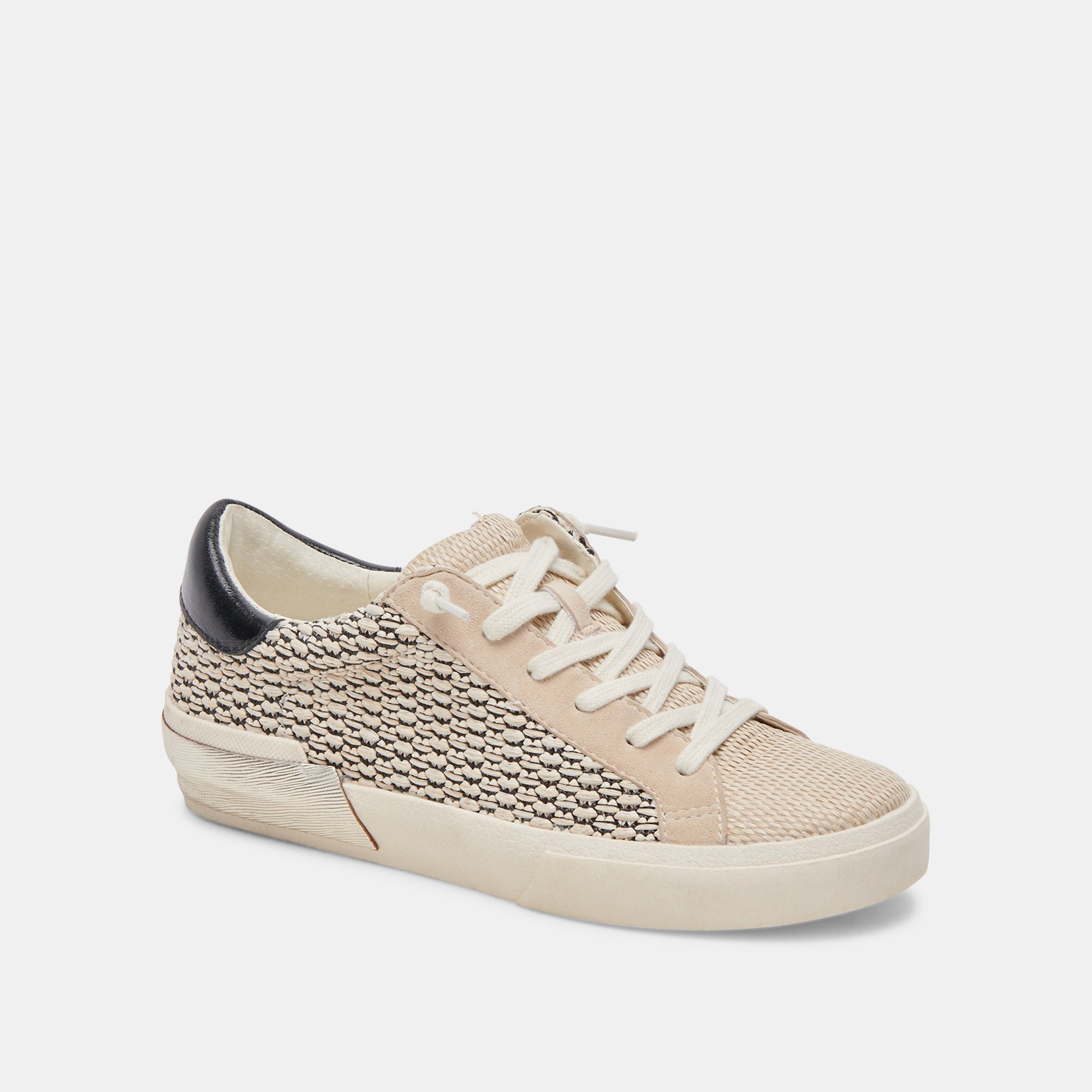 ZINA SNEAKERS BLACK NATURAL RAFFIA - re:vita