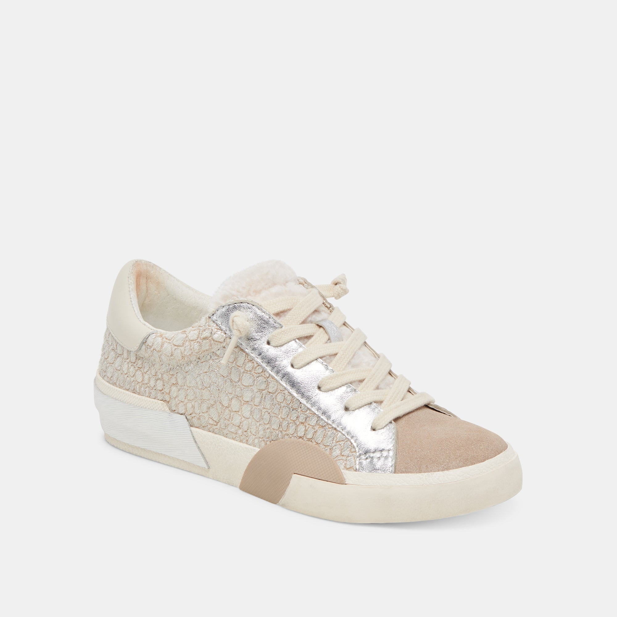 ZINA PLUSH SNEAKERS STONE CALF HAIR - re:vita