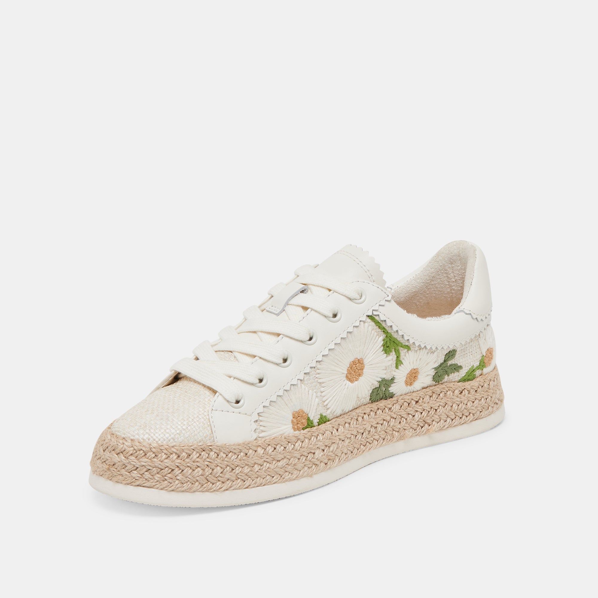 AZALIA SNEAKERS WHITE FLORAL RAFFIA - re:vita