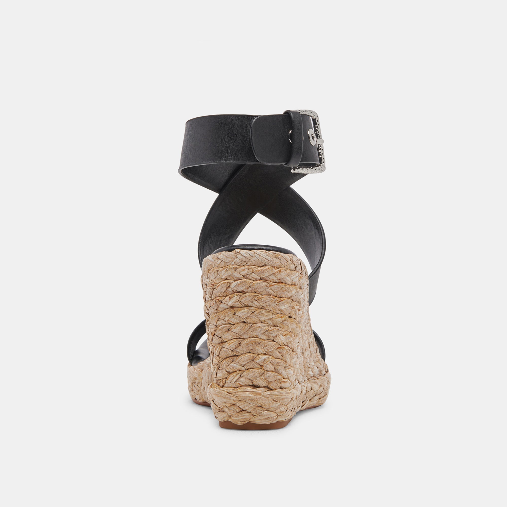 ALDONA WEDGES BLACK LEATHER - re:vita