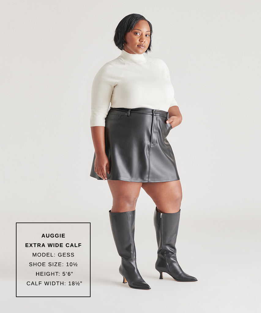 AUGGIE EXTRA WIDE CALF BOOTS BLACK LEATHER - re:vita