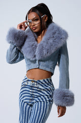 GISELE CROP DENIM BLAZER