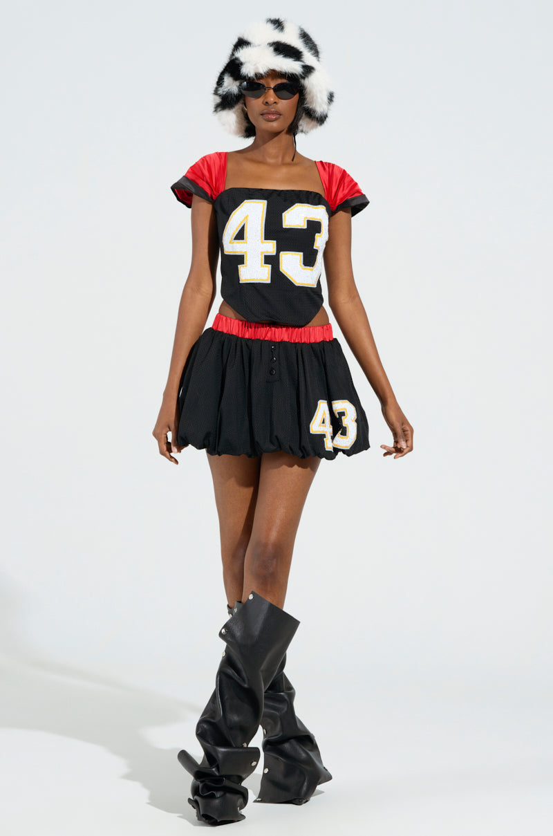 GET IN THE FIELD CAP SLEEVE CORSET TOP