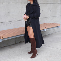 GYRA WIDE CALF BOOTS DK BROWN SUEDE - re:vita