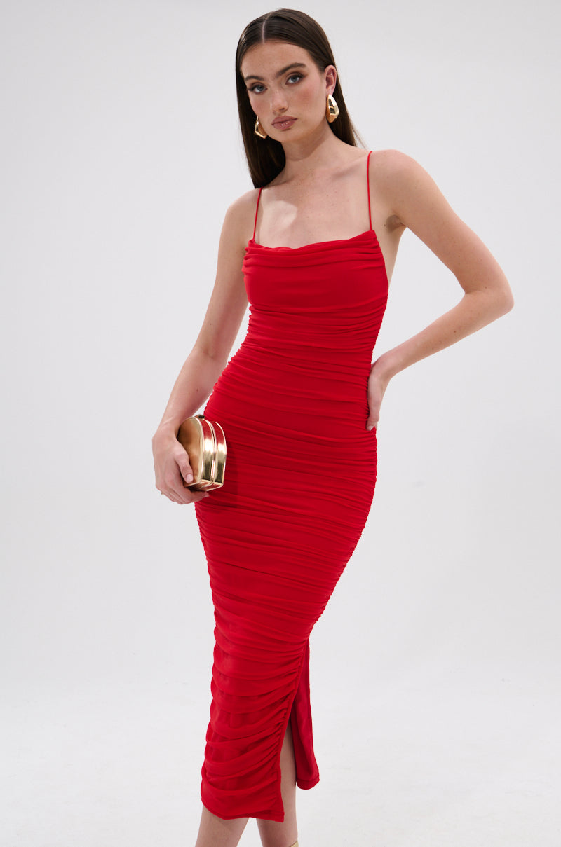 SHINE BRIGHT SLINKY MIDI DRESS