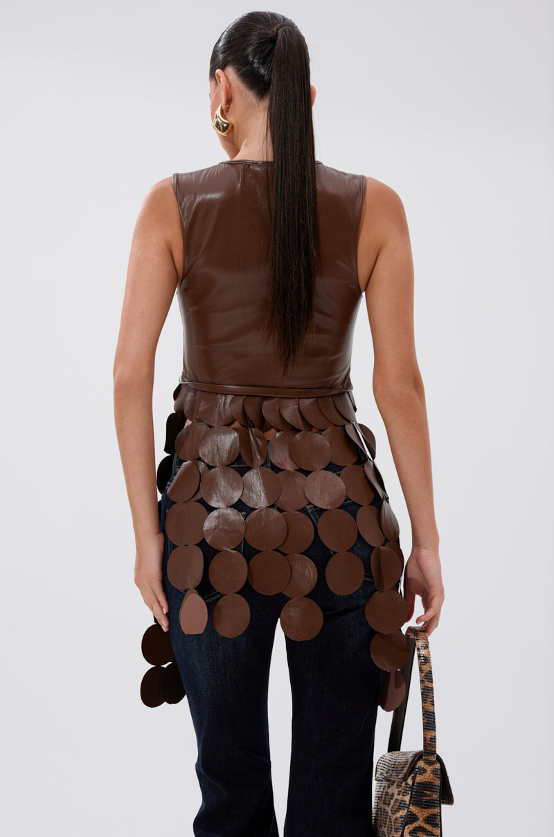 LIGHTS FLASHING FAUX LEATHER TOP