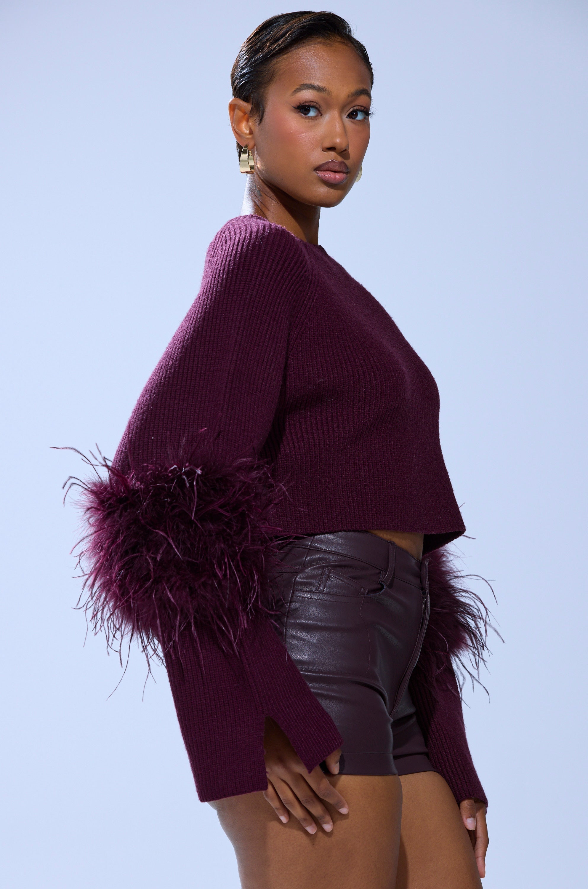 MILLY FEATHER TRIM SWEATER
