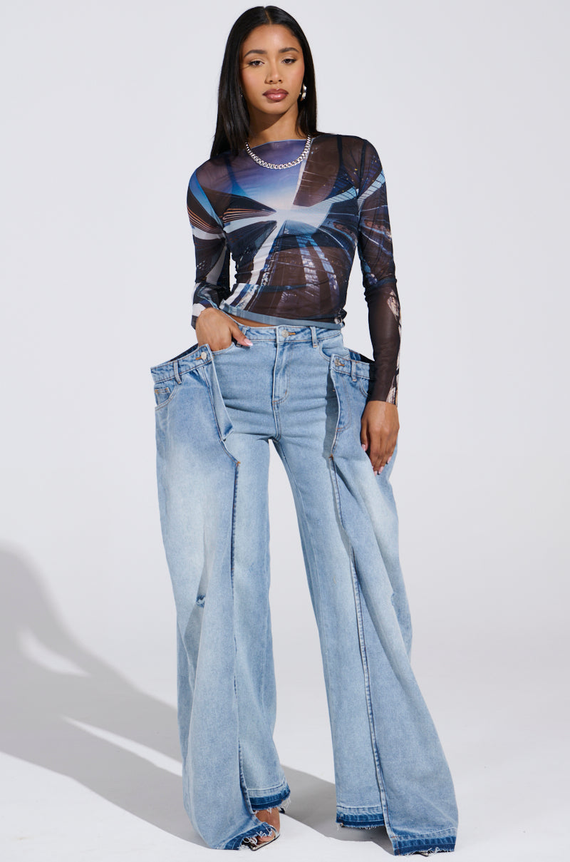 SKYS THE LIMIT MESH LONG SLEEVE TOP
