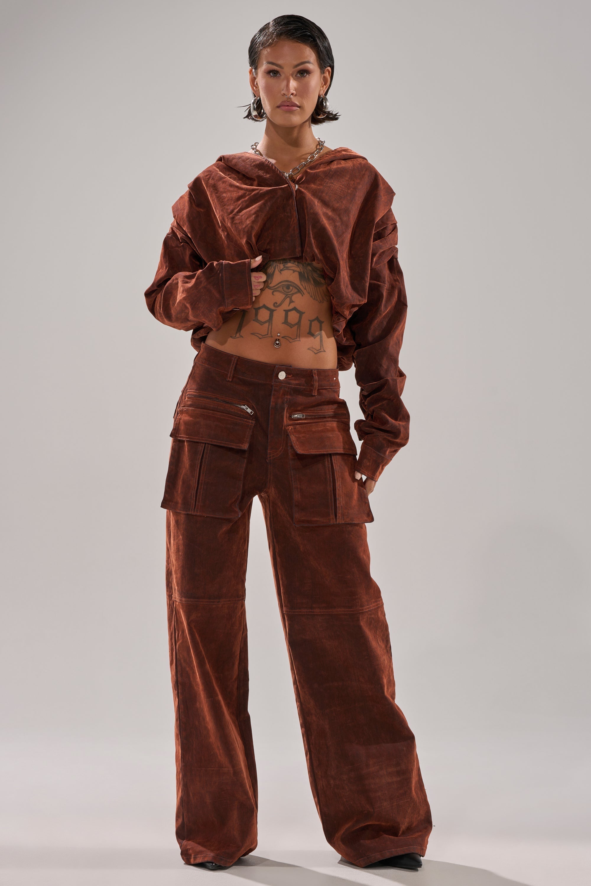THINK ABOUT YOU ALL THE TIME VELVET DENIM CARGO TROUSER
