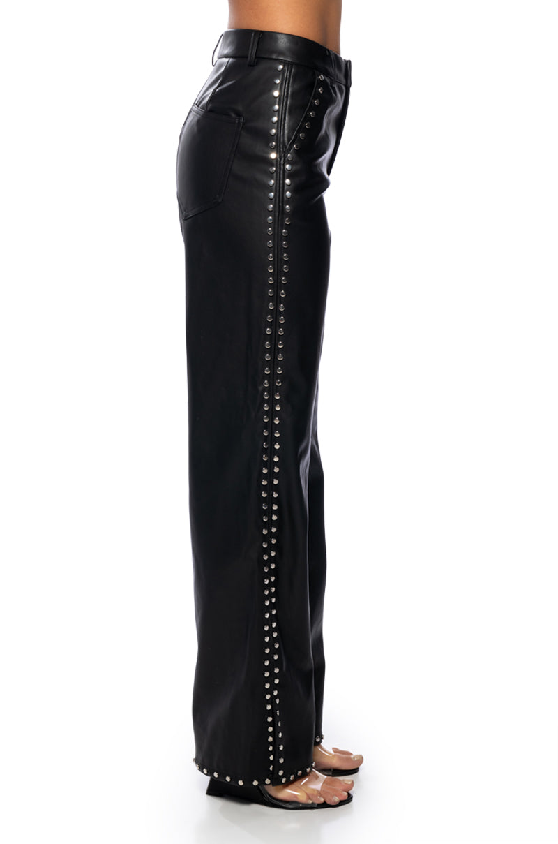ALWAYS ON TIME FAUX LEATHER WIDE LEG PANT