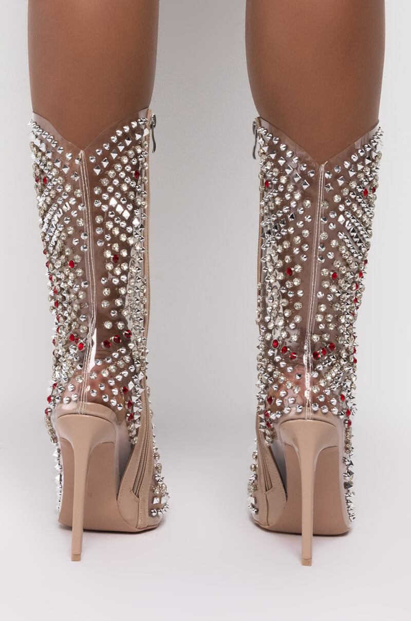 AZALEA WANG CENTER OF ATTENTION STILETTO BOOTIE IN NUDE