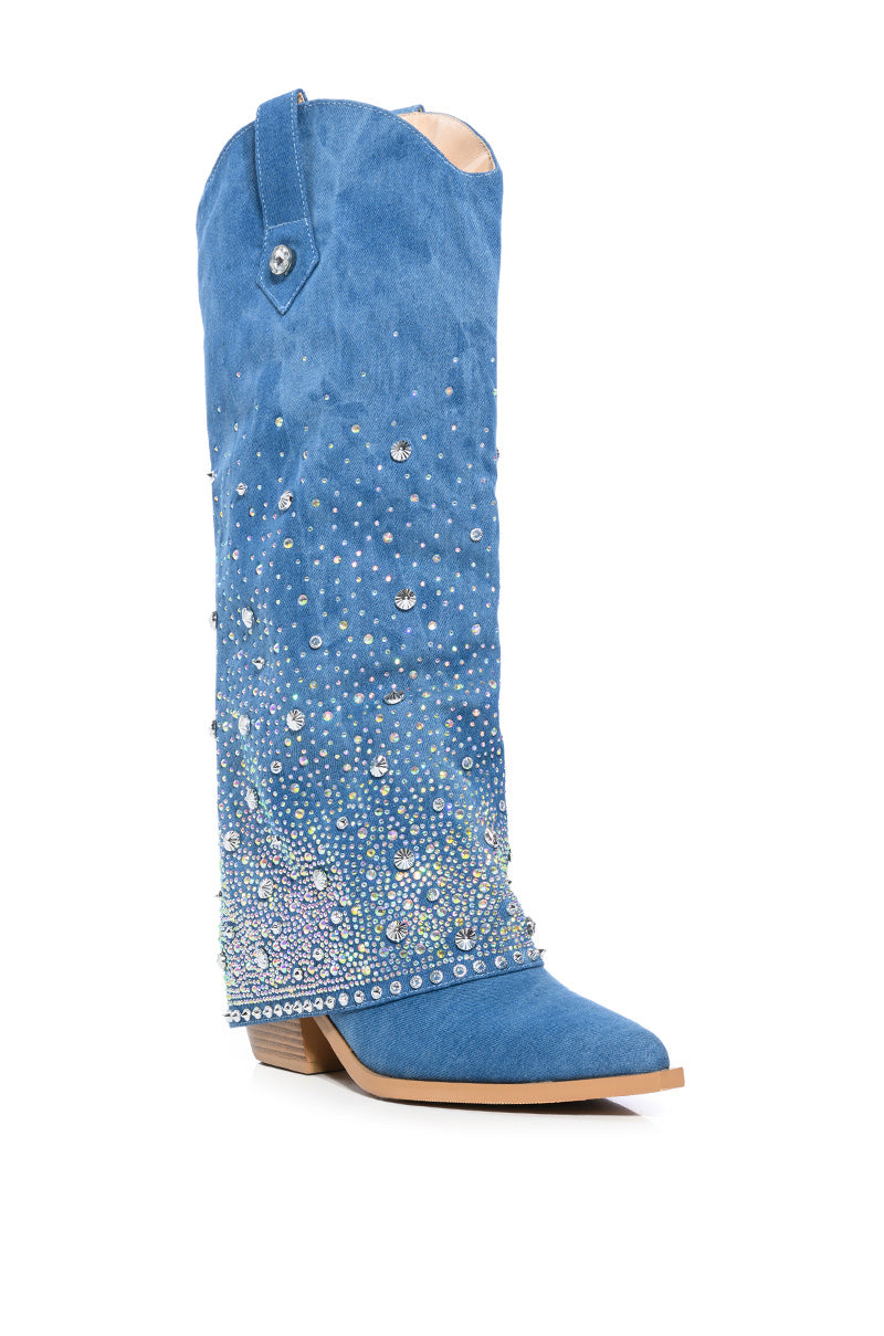 AZALEA WANG MELLOW WESTERN DENIM BOOT
