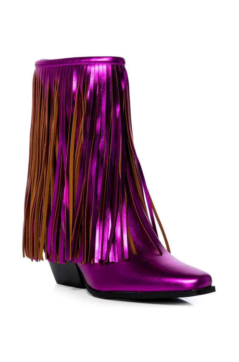 AZALEA WANG SCARLETT METALLIC CHUNKY BOOTIE IN FUCHSIA