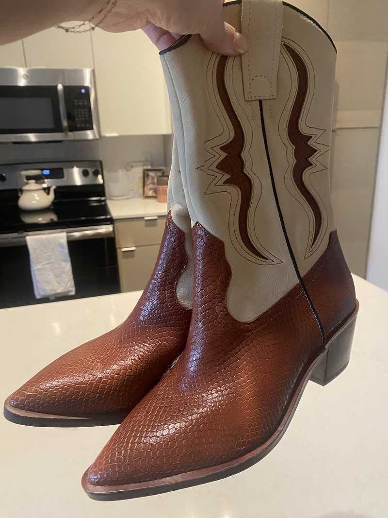 SUZZY BOOTS BROWN EMBOSSED LEATHER - re:vita