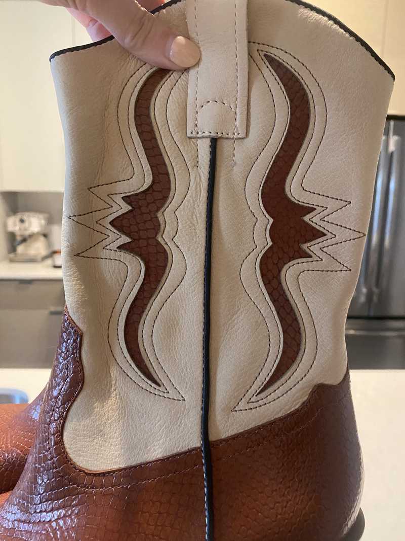 SUZZY BOOTS BROWN EMBOSSED LEATHER - re:vita