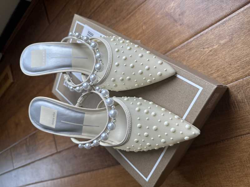 KATIK PEARL HEELS IVORY MESH - re:vita