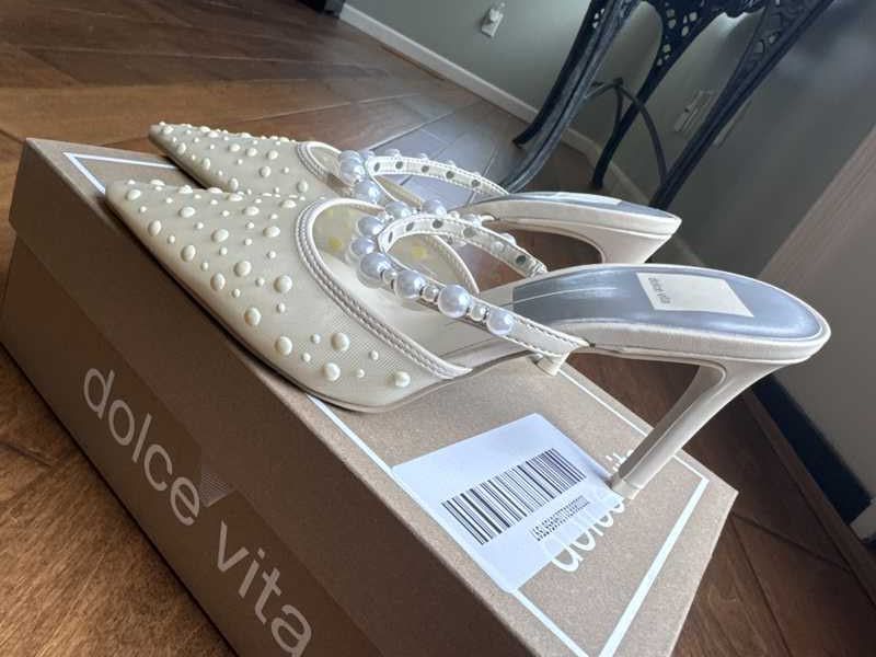 KATIK PEARL HEELS IVORY MESH - re:vita