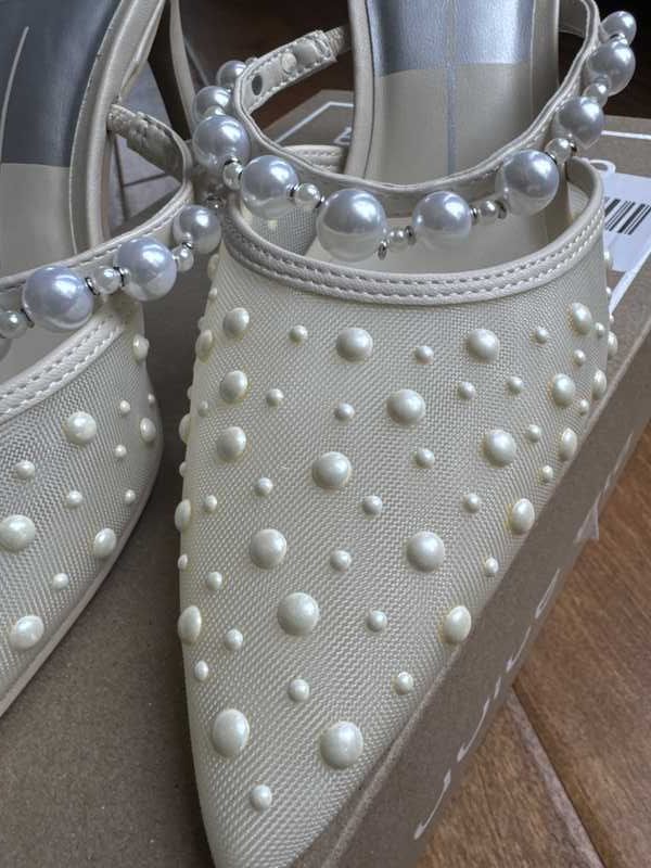 KATIK PEARL HEELS IVORY MESH - re:vita