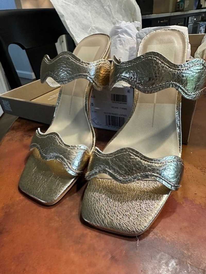 ILVA HEELS GOLD DISTRESSED LEATHER - re:vita