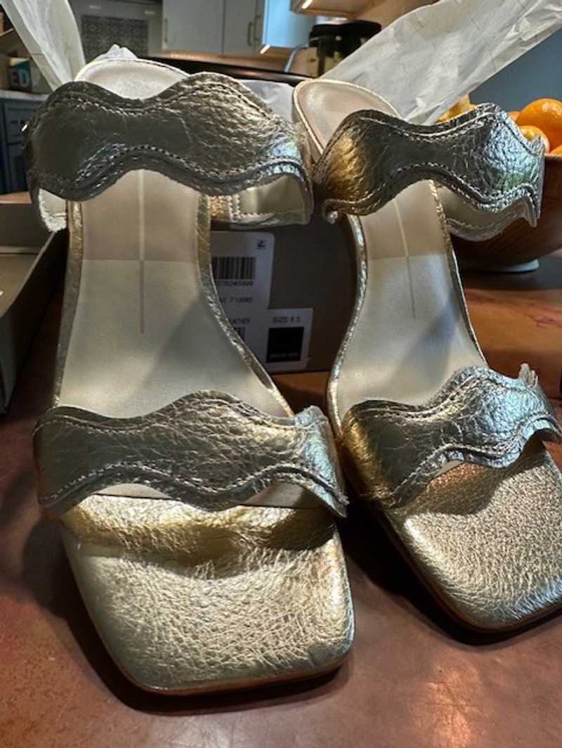 ILVA HEELS GOLD DISTRESSED LEATHER - re:vita