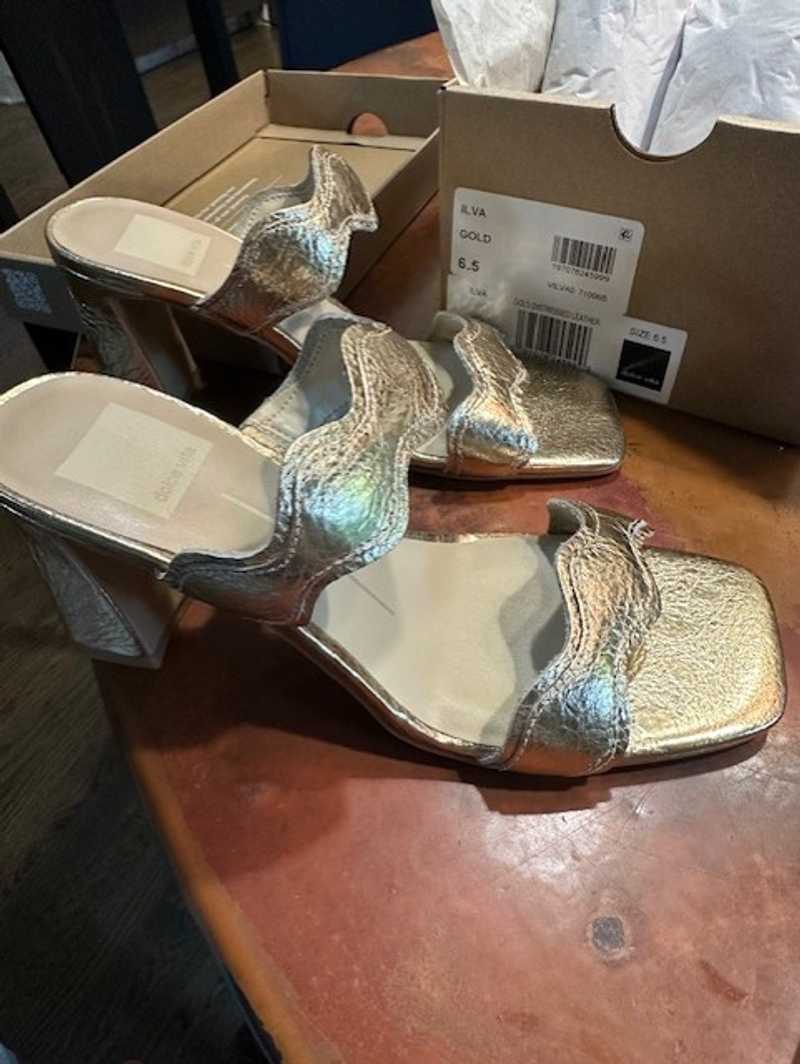 ILVA HEELS GOLD DISTRESSED LEATHER - re:vita