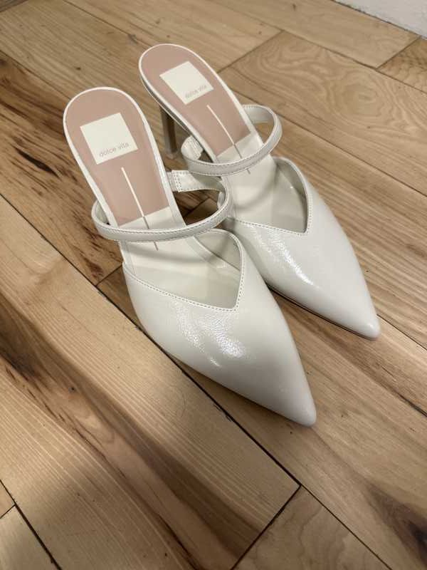 KANIKA HEELS WHITE CRINKLE PATENT - re:vita