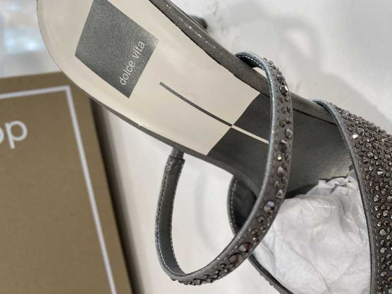 KANIKA CRYSTAL HEELS GUNMETAL FABRIC - re:vita