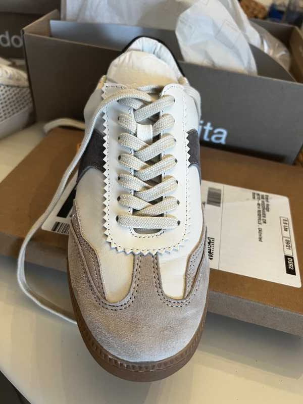 NOTICE WIDE SNEAKERS WHITE GREY LEATHER - re:vita