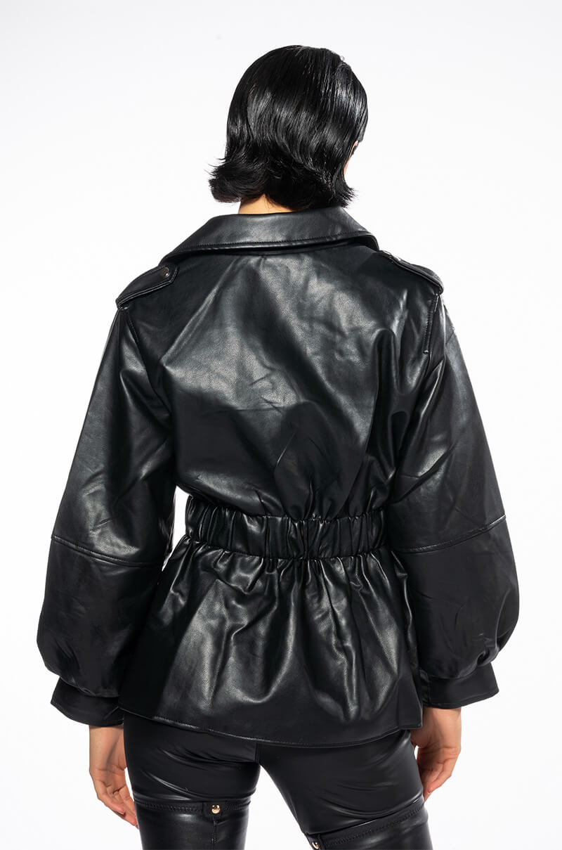 YOKO PEPLUM BELL SLEEVE MOTO JACKET